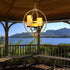SUNNYPARK 3 12.6" Battery Operated Outdoor Candle Chandelier - Gold and Black Metal Globe Hanging Pendant Light