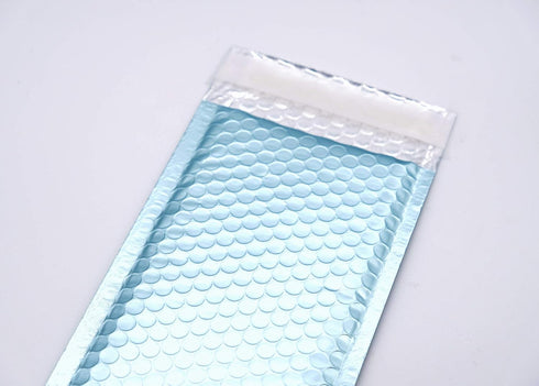 ProLine Matte Metallic Ice Blue Bubble Padded Mailers, 4x8 Inch Self Seal Envelopes, Pack of 10
