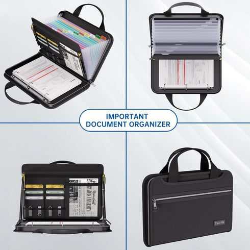 Tamfile Fireproof Accordion File Organizer with Handle, 13 Pocket Expanding Folder with Zipper & Labels