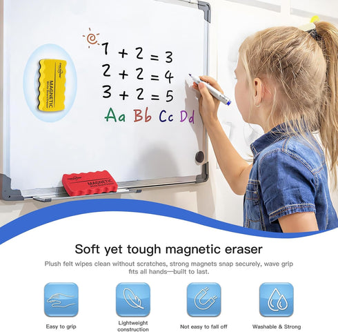 8 Pack (4 Dry Erase Erasers, Magnetic White Board Erasers for Whiteboard & Chalkboard, No Smudge EVA Cleaner, Strong