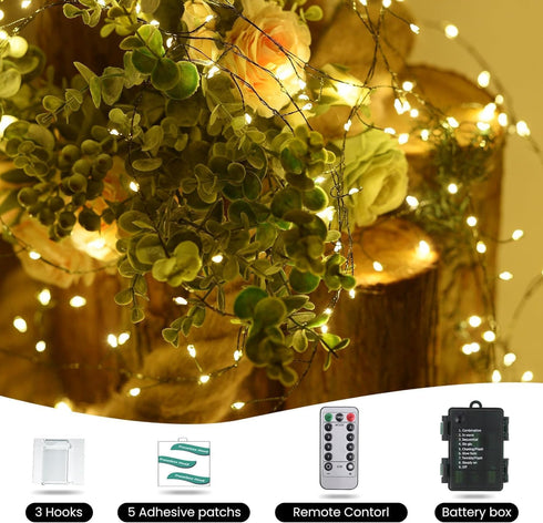 6feet 120 Dailyart LED Starry Lights, Battery Operated Waterproof Dark Green Copper Wire Fairy Light String Light
