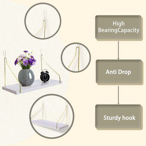 KjsEphitelian Hooks12x6.0in Cubicle Shelf For Fabric Walls With White Wooden Cubicle Shelf Hanging Gold Bracket Use