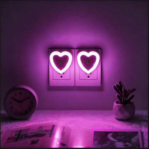 LED Night Lights Plug in(2-Pack), Dusk to Dawn Sensor Auto-On/Off, Cute Nightlight
