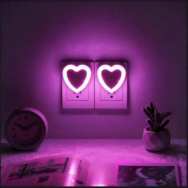 LED Night Lights Plug in(2-Pack), Dusk to Dawn Sensor Auto-On/Off, Cute Nightlight