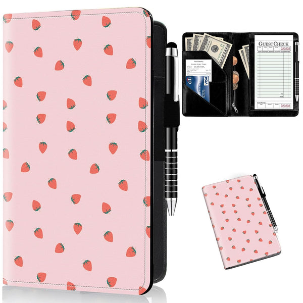 ACWDMKH Server Books for Waitress with Zipper Pocket Cute Waitress Books for Servers,Leather