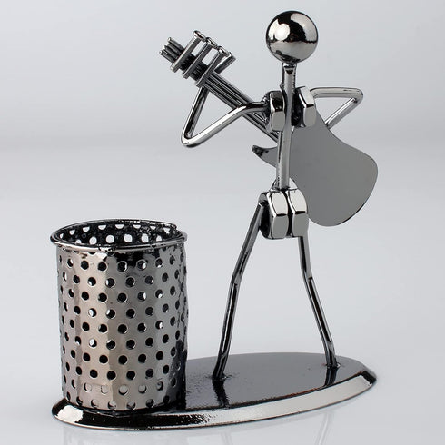 Metal Art Pen Pencil Holder, Musician Design, Home Office Desk Organizer