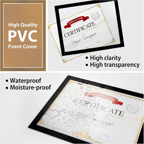 PUJIANG 8.5"x 11"Magnetic Display(Black,10Pack) Sign Holder, Double Sided Window Self-adhesive Frame, Transparent PVC