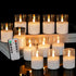 VIODAIM 12Pack Glass Flickering Flameless Candles with Remote, 2"X3" Real Wax Votive