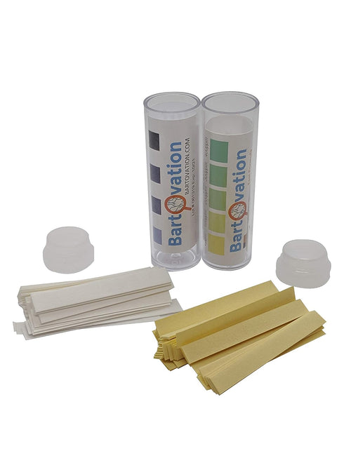 Restaurant Sanitizer Test Kit for QAC Quaternary Ammonium, 0-500 ppm Quat & Chlorine, 2 Vials of 100 Strips