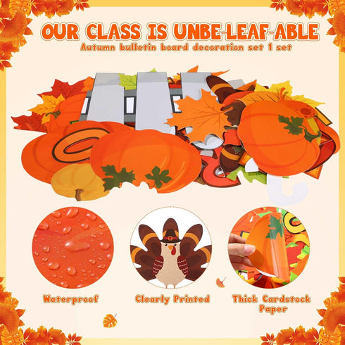 Pasimy 96 Pcs Fall Bulletin Board Decorations - Thanksgiving Classroom Cardboard Cutouts for Autumn Harvest Decor