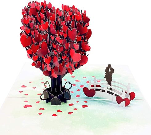Liif Love Tree Couple 3D Greeting Pop Up Card, Happy Anniversary, Wedding, Birthday, for Wife, Husband, Large Size