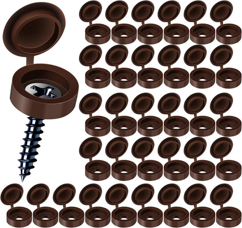 HNYYZL Plastic Hinged Covers, Snap Washer Caps - Brown, 100 Pcs - Shutter