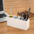 NIUBEE Acrylic Pen Holder 4 Compartments, White Pencil Organizer Cup for Countertop Desk Storage