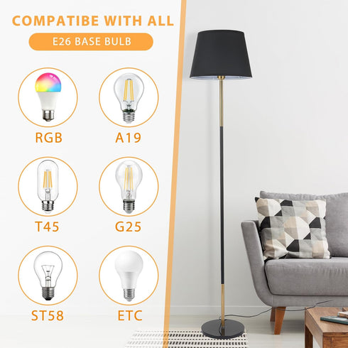 Feijidengshi 3 Dimmable Bulb,60" Modern Floor Lamp for Living Room,Stylish Floor Lamp with Color Temperature LED Small