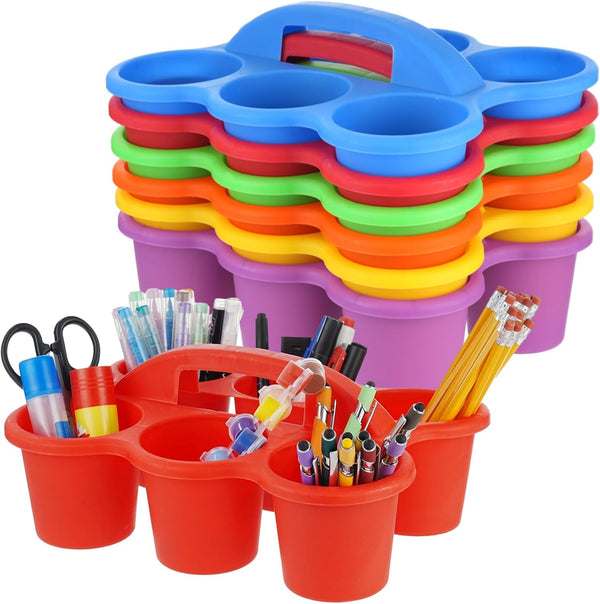 Joyibay 6 Pcs Classroom Caddy Organizer, Desktop Plastic Caddy, Drink Holder with