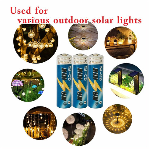 KINSUN 8-Pack Rechargeable Battery 1.2V Ni-Cd AA 900mAh for Outdoor Solar Garden Light Landscape Lights Path Lights