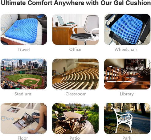 Gel Seat Cushion – 1.8 Inch Thick Orthopedic Chair Pad for Pressure Relief in Office, Car, Home, Wheelchair