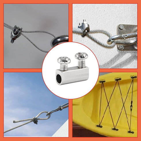 24 Pcs Stainless Steel Wire Rope Cable Clamp, Adjustable New Upgrade Double Hole Wire Rope Fastener