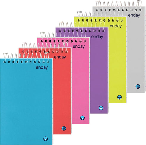 Enday Pocket Notebook, Small 3 x 5 Top Bound Spiral Notebooks, 75 Sheets, Mini Notepad in Pink, Purple, Green, Blue,