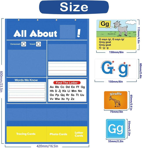 XZJPX Alphabet Learning Pocket Chart ABC Flash Cards Alphabet Wall Chart Learning Games, Handwriting Practice Letter