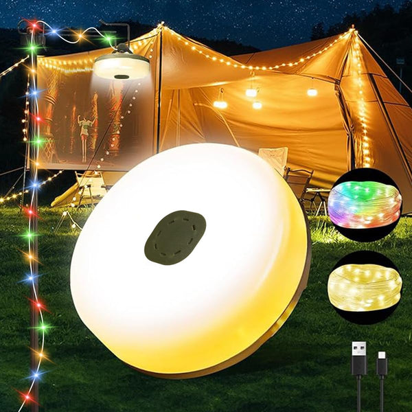 LEDLAY 33FT Camping String Lights, Rechargeable String Lights with 8 Modes, Waterproof Outdoor