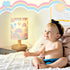 VIHOSE Rainbow Kids Table Lamp for Bedroom Kids Bedside Lamp with Linen Wooden Nightstand Cartoon Nursery Lampshade