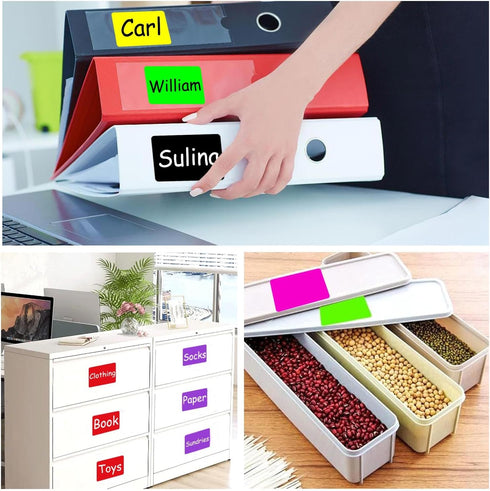 Well Tile 2" x 3" Black Rectangle Color Coding Labels, Permanent Adhesive Write-On Surface - 250 Labels per Roll