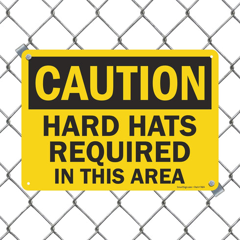 SmartSign "Caution - Hard Hats Required in This Area" Sign, 10" x 14" Plastic