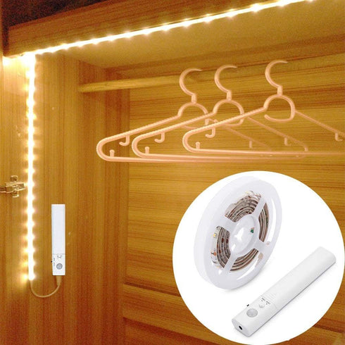 KUCAM Motion Sensor Wardrobe Light, 2M LED Strip Closet Lights, PIR Auto on/Off,