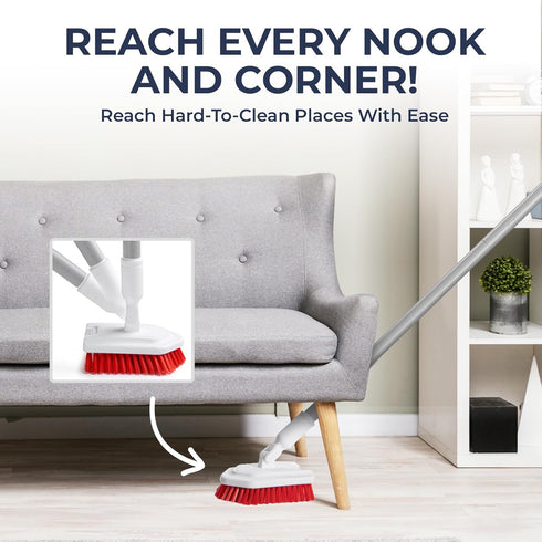 Shower Scrubber with Long Handle, Stiff Bristles Grout-Brush, Tub Scrub-Brush with Long-Handle, Shower-Cleaner Brush