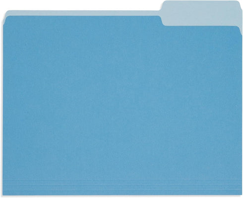 Blue Summit File Folders, Letter Size, 1/3 Tab, Blue Two-Tone, 100 Pack