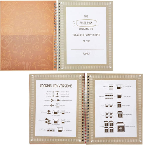 Blank Family Cookbook Recipe Binder - 6.5 x 8.2 in, Hardcover Spiral Bound, 90 Ruled Pages with Memo Pocket