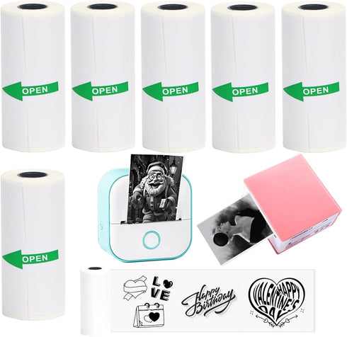 6 Rolls White Thermal Sticker Paper for Phomemo T02/M02/M02S PRO Mini Printer,Self-Adhesive