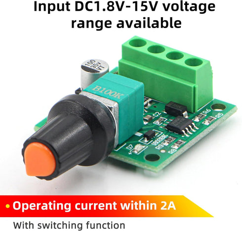 RioRand Low Voltage DC Motor Speed Controller, 1.8v to 15V, 2A PWM, 2PCS