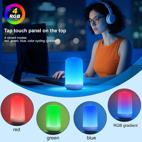 3 Dimmable FRIDEKO HOME RGB Touch Bedside Lamp for Nightstand, Color Temperatures Rechargeable Battery Night Light