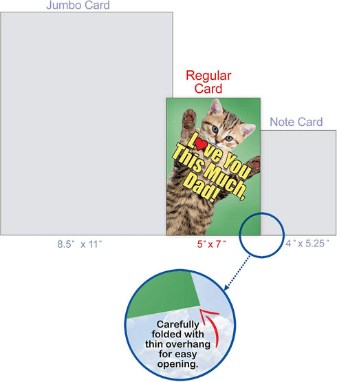 NobleWorks Funny Animal Birthday Card with Envelope, Cute Cat Love You This Much Dad, 1 Card C6610HBFG
