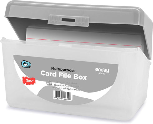 Index Card Holder Grey, 3x5 Note Flash Card Organizer Case, Stackable File with Flip Top, Holds 250 Cards