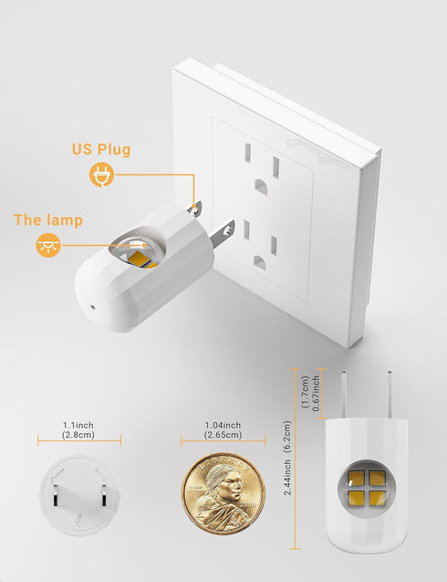 GEPLAD 6-Pack 3000K,Dusk LED Night Light Plug-in Wall Outlet Light, Soft White to Dawn Nightlight,Ambient
