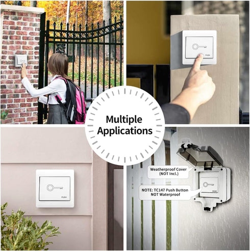 TOPENS TC147 Wall Push Button Flush Mounted Not Waterproof Wired Release Switch for Automatic Gate Opener, Door Access Control System, Momentary Contact Switch Gate Operator Accessory