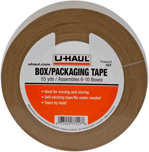 U-Haul Moving Box Paper Tape - 55 Yard Roll, Ideal for Moving, Packing, Storage Boxes