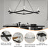 Chandeliers,6-Light Fixture,43" Black Farmhouse Square Dining Room Chandelier Light Rectangular Candle Chandelier