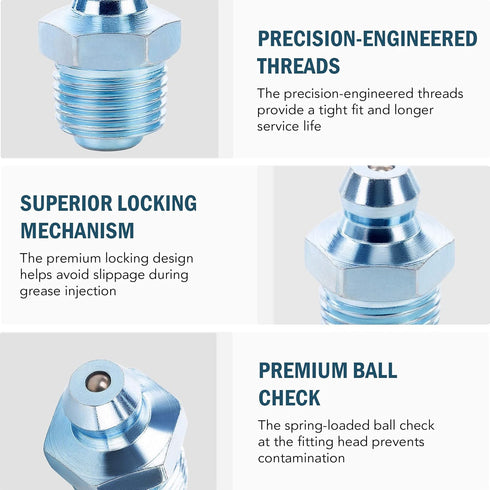 ZELCAN 150pc Metric Grease Fittings Kit, Hydraulic Grease Zerk Assortment for Replacing Missing Fittings