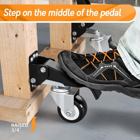 SOLEJAZZ Workbench Caster Kit, 660 LBS Heavy Duty Retractable Casters, All Steel Construction