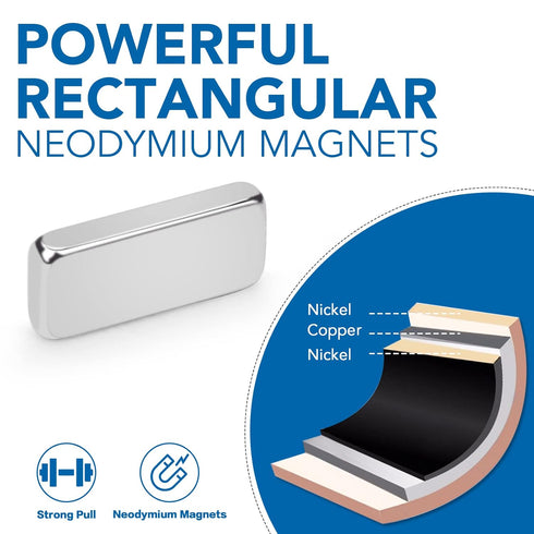 LOVIMAG Neodymium Magnets Bars, 150 Pcs Small Rare Earth Magnets Bar for Craft and Tool Storage