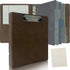 Mini 3 Ring Leather Binder - 5.5 x 8.5 with Clipboard, Vintage Hardback 1 Inch Binder, Portfolio with Notepad