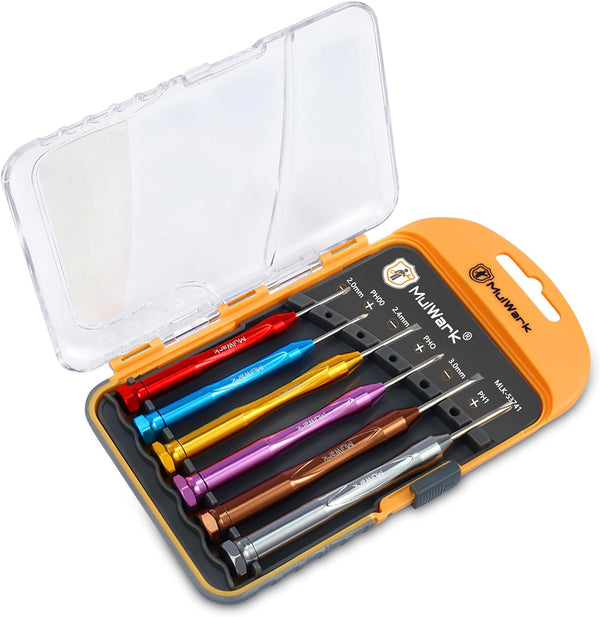 MulWark 6pc Magnetic Mini Flathead & Phillips Micro Precision Screwdriver Set for Electronics