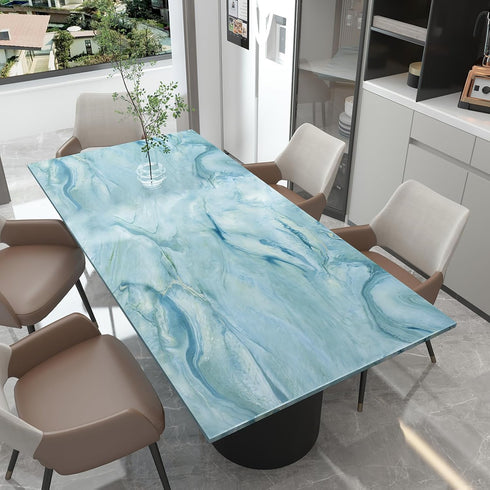 Blue Gold Marble Peel and Stick Contact Paper, 16" 78.7" Waterproof Decorative Wallpaper for Kitchen and Bathroom
