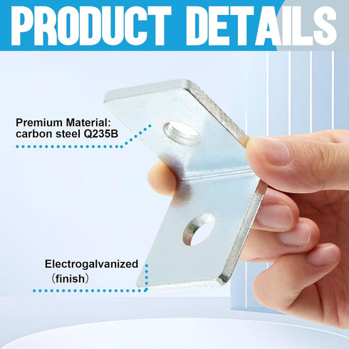 Tandefio 20 Pack 2 Hole L Shaped 90 Degree Angle Connector Bracket for 1/2" Bolt in Strut Channel