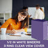 Fulmoon 12 Pcs Plastic Round Ring Binders 12.2 x 9.8 Inch with Pockets for Home, Office, School (Purple, 1/2 Inch)