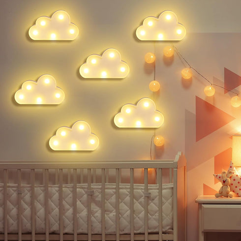 6 (Clound-6pcs) clothmile Pcs LED Cloud Night Light Can Be Hung On The Wall Kids Room Room Light, Suitable for Birthday